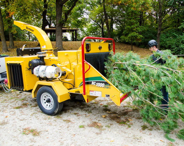 a woodchipper in use